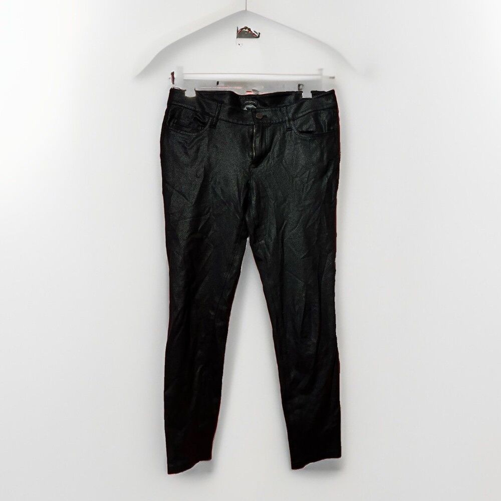 Ann Taylor Women’s Size 8 Black Coated Skinny Pants Faux Leather Look Stretch